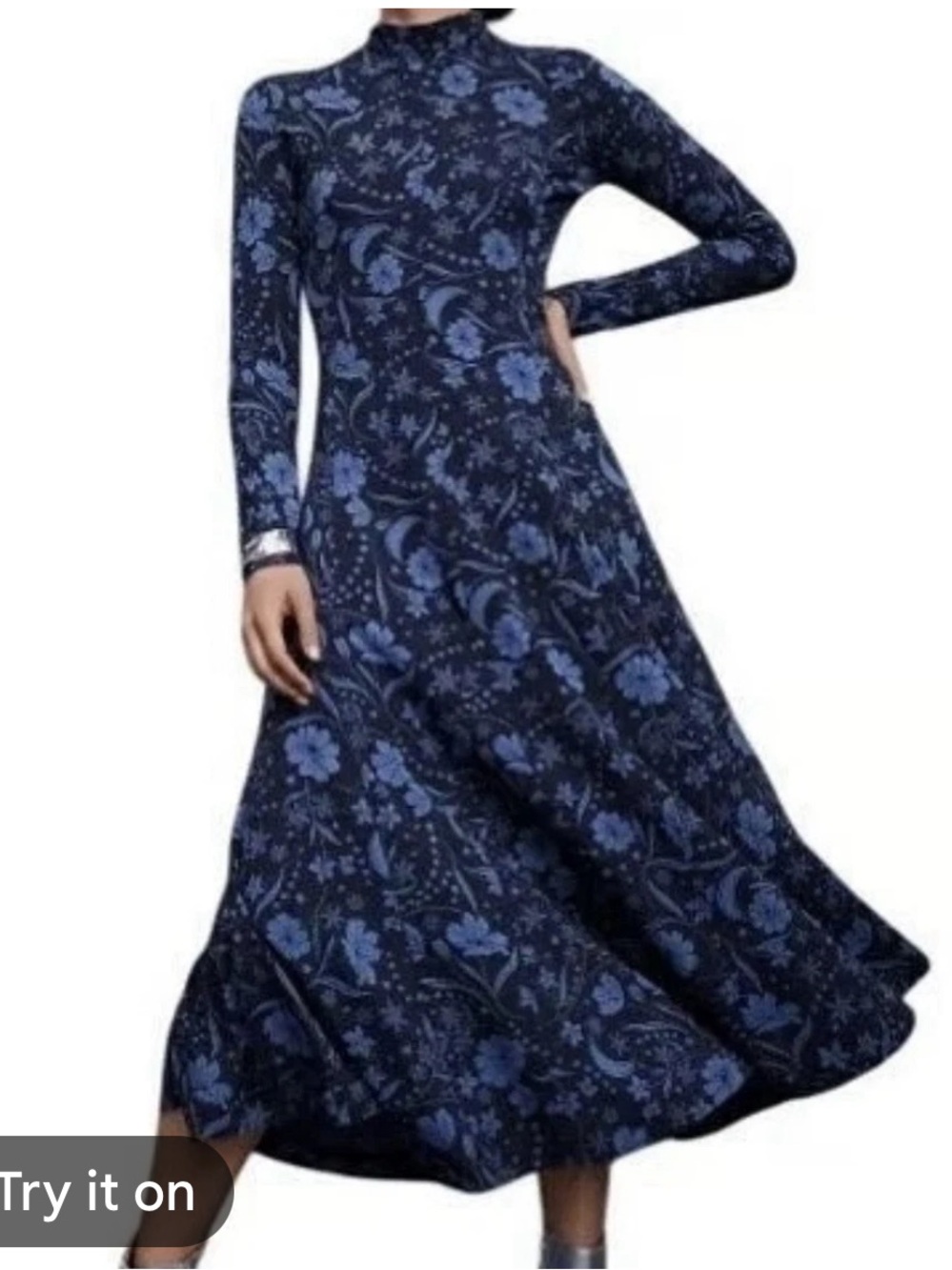 LOFT Navy and Blue Floral Maxi Skirt